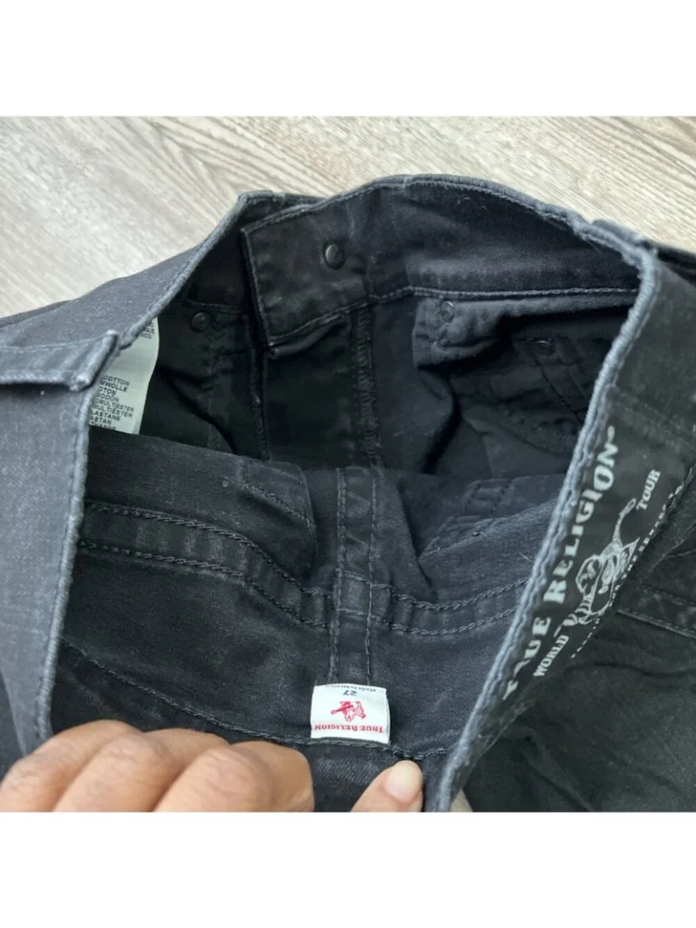 True Religion Ricky Cut Off Shorts Mens 27 ‎ Black Relaxed Straight 12